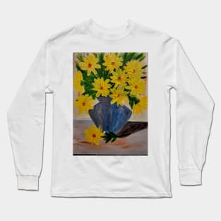 A beautiful bouquet of mixed flowers in a glass vase Long Sleeve T-Shirt